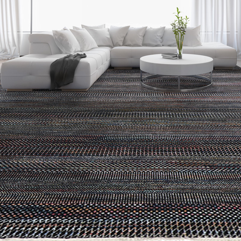 Area Rug in Black/Gray/Navy, Rectangle 4' x 6'