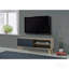 Meuble télé contemporain 47 po en imitation bois, pour téléviseurs jusqu'à 50-55 po, 2 étagères et un espace de rangement, naturel/gris