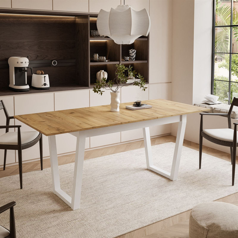 Extendable table ARTON II  140 cm,  "V" legs, Gold Craft Oak, White