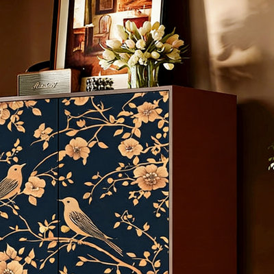 Range-chaussures en bois massif Vintage Floral Bird