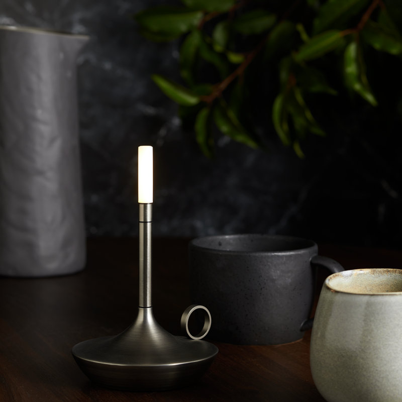 Candle-Inspired Portable Rechargeable Lamp - Wick, Graphite, 6.5" H x 4.7" W x 4.7" D