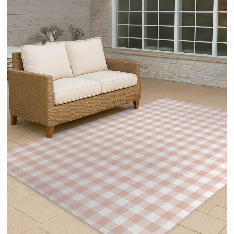 Proper Gingham Non-Slip Outdoor Rug, Rectangle 2' x 3'