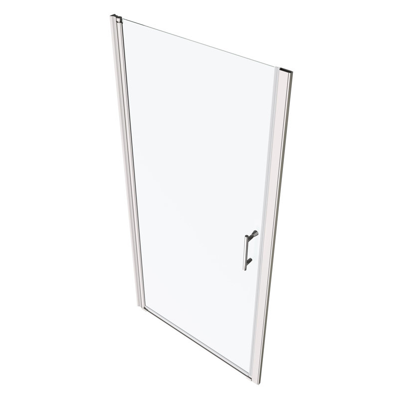 Universal Pivot Shower Door With Plating - 1/4" Tempered Glass, Wall Channel, #304 Stainless Steel Handle, , Easy Installation, Smooth System, Good Leak Feature, 28-29 3/8" Adjustable Cover Glass