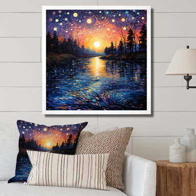 «Vangogh Twilight Reflections Pointillism - Vangogh Wall Art» par Vincent Van Gogh, peinture