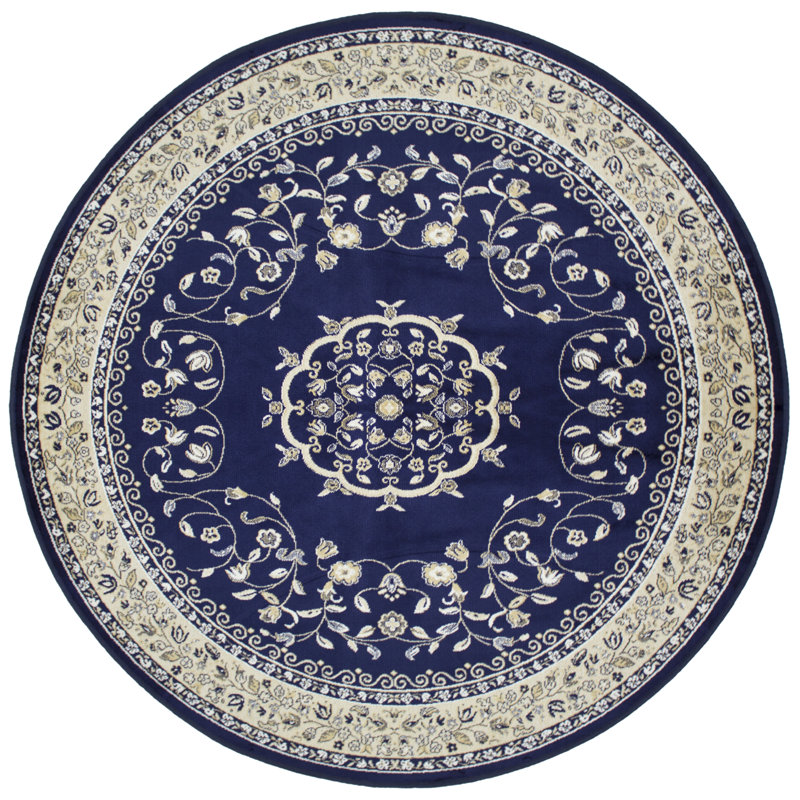 Tapis oriental bleu Pinedale, Rond 4 pi 6 po