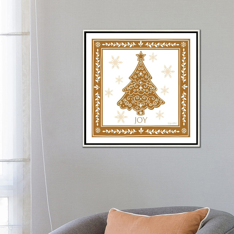 Arbre de Noël en pain d'épice - reproduction d'art murale - toile encadrée, 26" H x 26" W, Blanc patiné