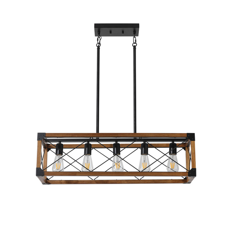 Lustre rectangulaire pour îlot de cuisine à 5 lumières Niyam
