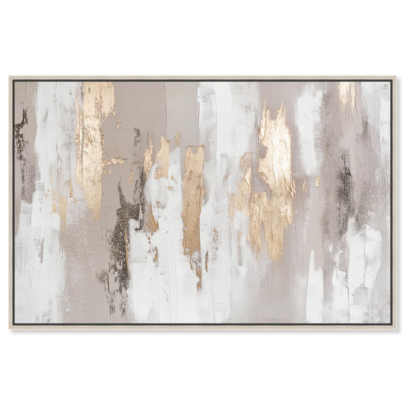 Toile «Gilded Brilliance I» par Art Remedy, H 37 po x l 55 po, Cadre flottant, Argent argent