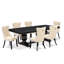 L'ensemble de salle à manger 7 pièces se compose d'une table et de 6 chaises de cuisine en tissu de polyester beige clair avec dossier capitonné à boutons - finition noire sablée.-1820037437