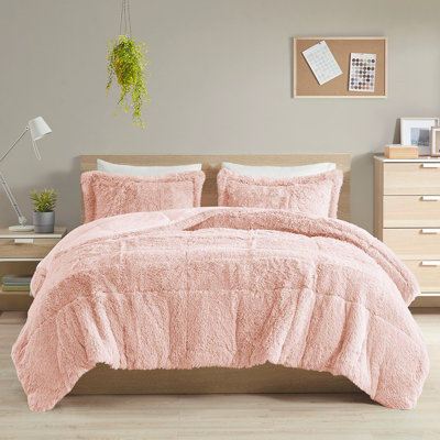 L'édredon à poils longs mini grand / double - fard à joues rembourré doux et chaud, 1 et 2 taies décoratives en fausse fourrure