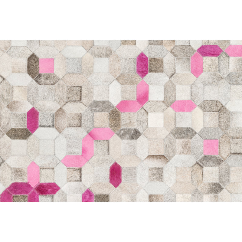 Trellis Cowhide Geometric Area Rug, Rectangle 2' x 3'