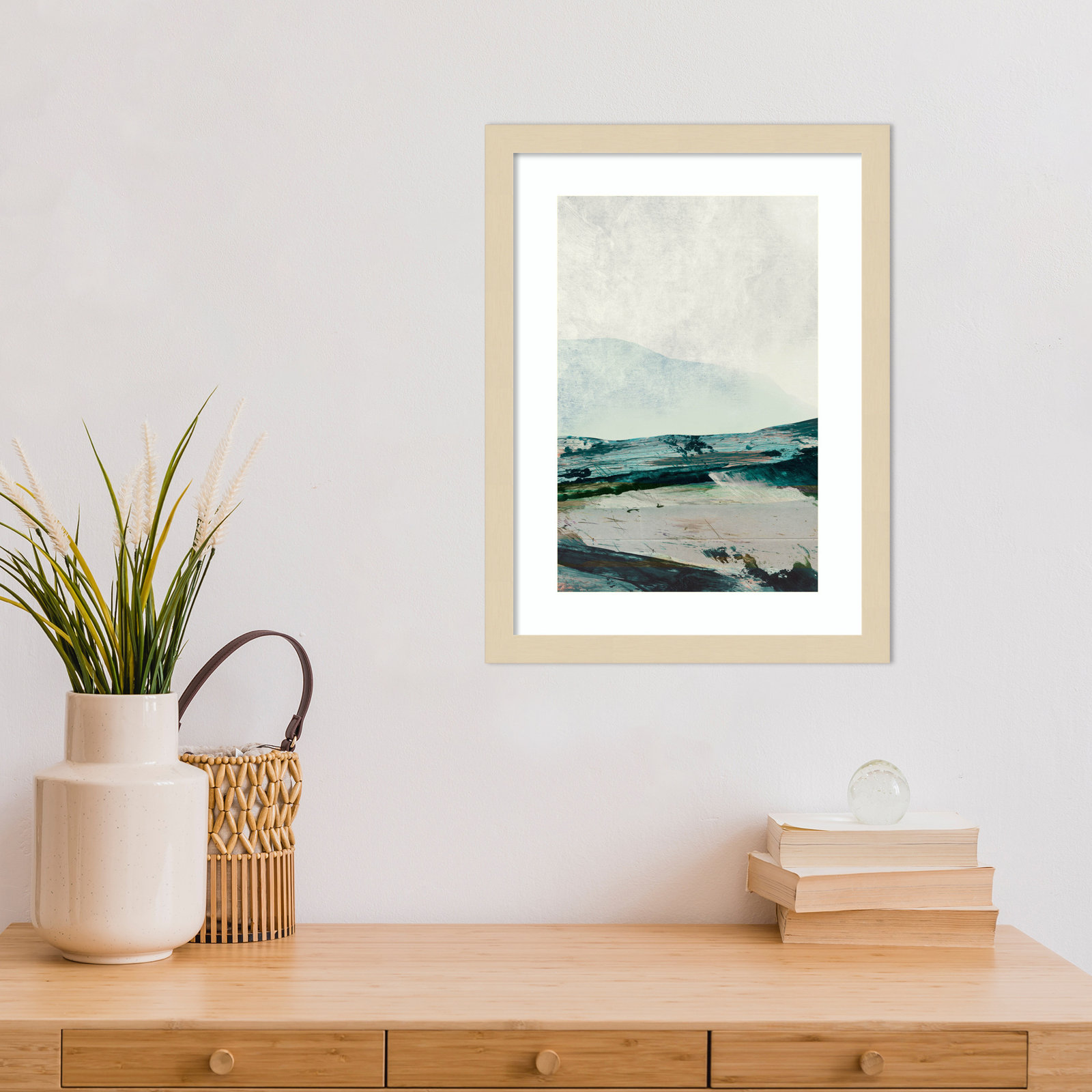 Cleve "Mountain Mists" Print by Dan Hobday, Brown Framed, 17" H x 13" W