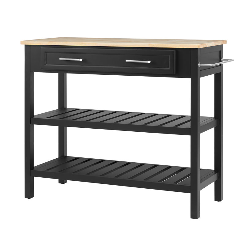 Perlean Kitchen Island, Black