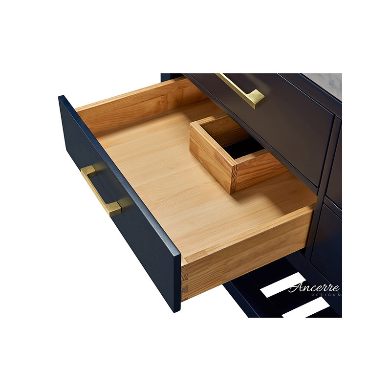 Elizabeth 48'' W Single Vanity, Heritage Blue/Brushed Gold, Carrara White Marble