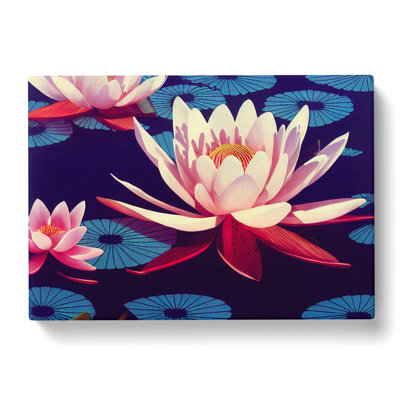 Unreal Water Lily Flowers - Wrapped Canvas