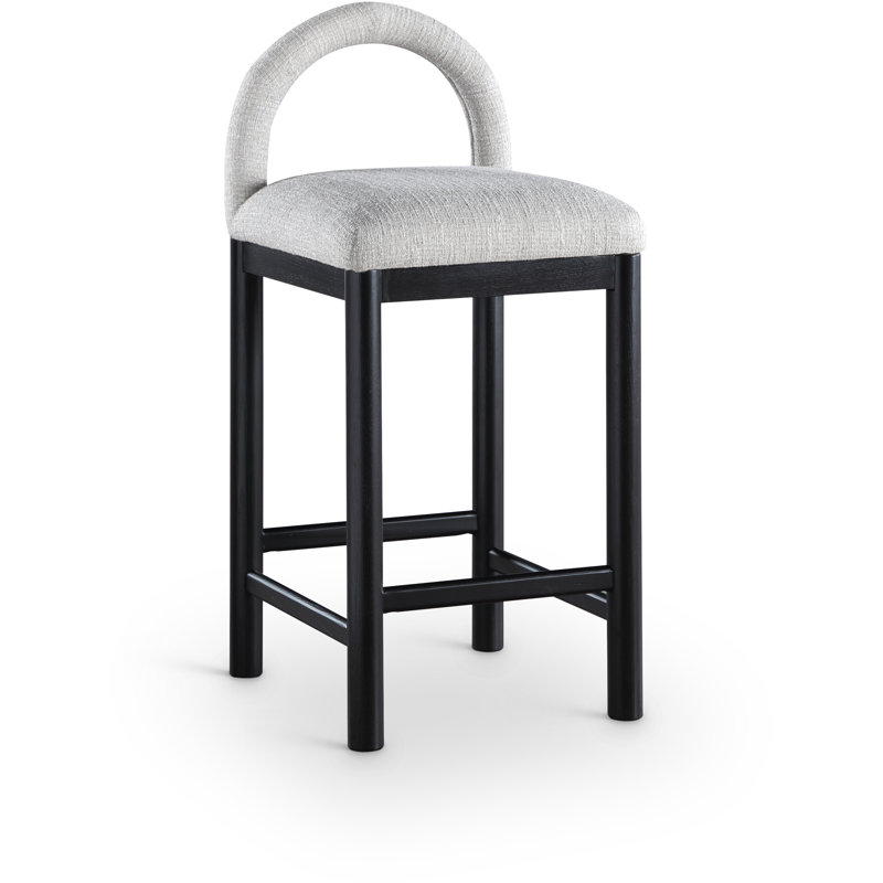 Tabouret de comptoir Conrad, Siège en tissu gris / cadre noir