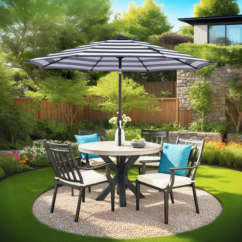 Jaida 108'' Tilt Market Umbrella, White/Black