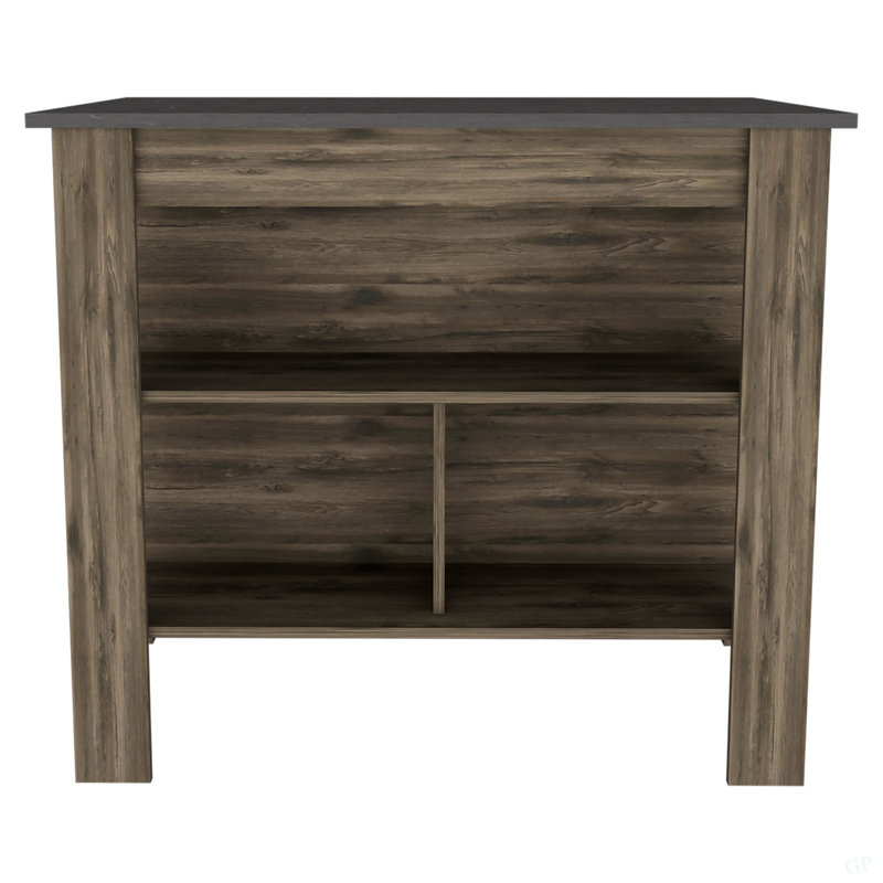 Cala Kitchen Island, Four Legs, Three Shelves, 27.5" H x 40.5" W x 27.5" D, White/Natural