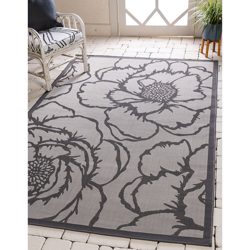 Tapis pour véranda d'extérieur gris pétale, Rectangle 5 pi 3 po x 8 pi
