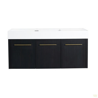 Meuble-lavabo mural 48 po avec lavabo, lavabo en résine à rebords épais, ensemble KD