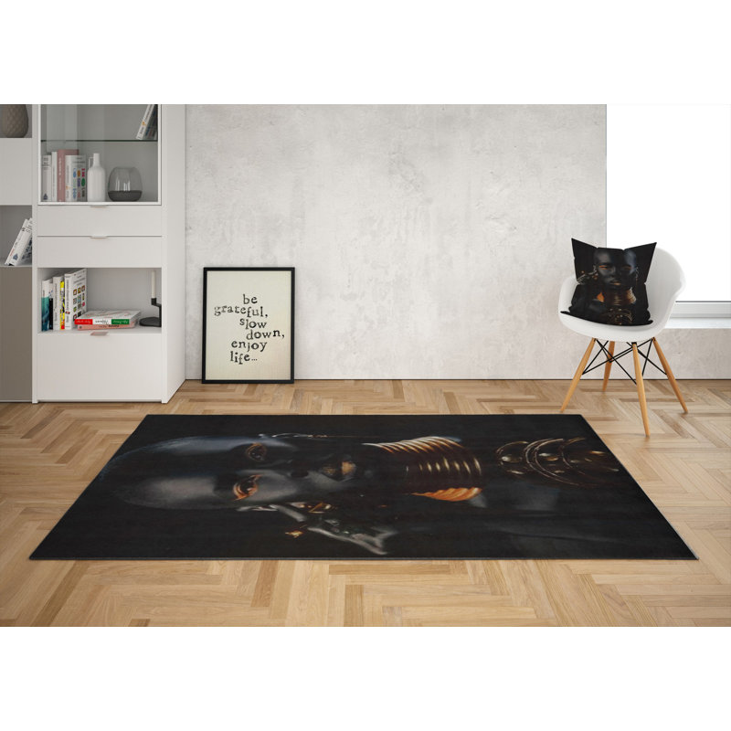Stylish Woven Carpet (4 x 6 ft), 100% Polyester, 0.4 in Pile Height | Antibacterial, Non-Slip Underside | Machine Washable, 3D Digital Printing | Perfect for Living Room, Bedroom, and Home Decor