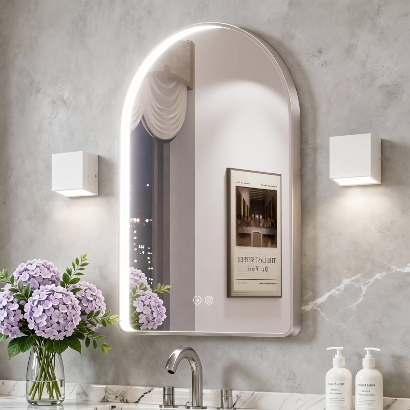 Miroir de salle de bain 24 po x 36 po à DEL, miroir de salle de bain anti-buée avec fonction d'éclairage réglable