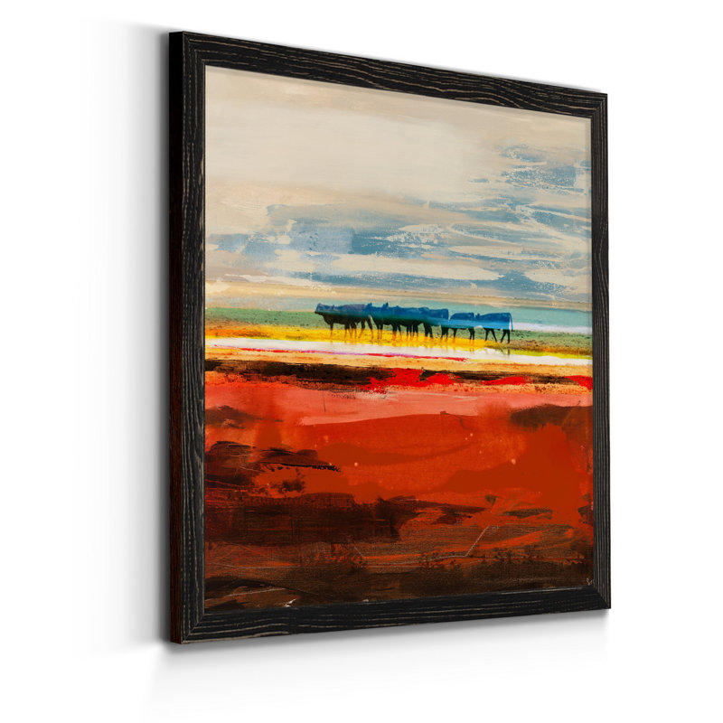 Bétail du Texas-impression d’art graphique sur toile encadrée, H 21 po x l 21 po x P 1 po, Cadre noir
