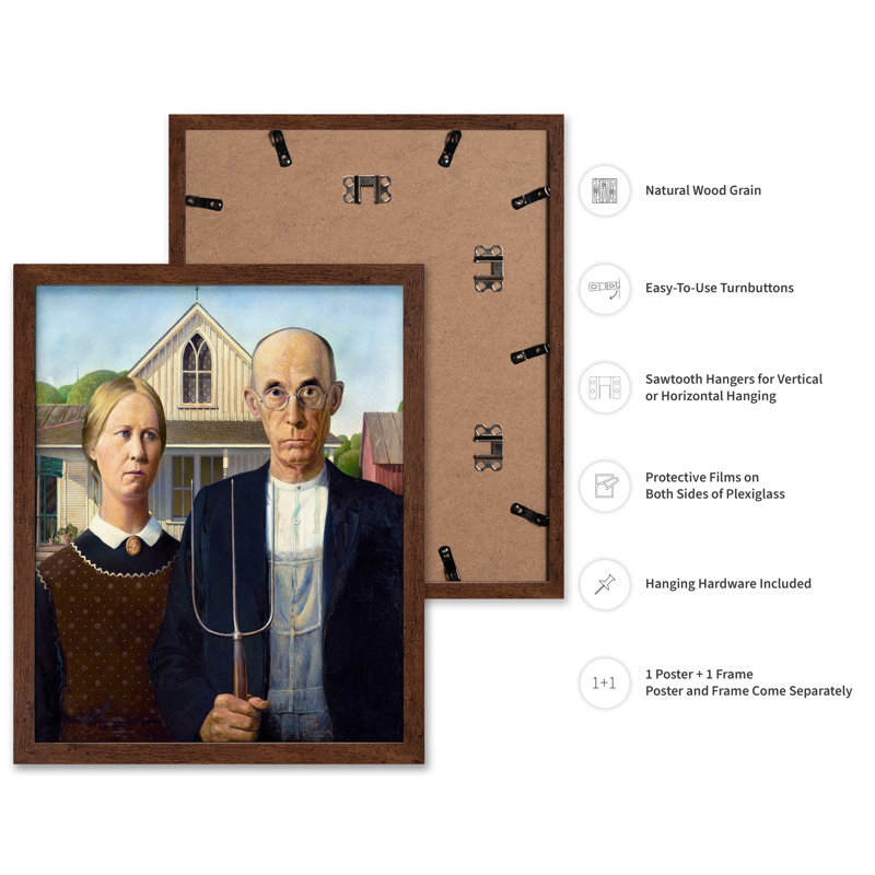 American Gothic, Affiche, H 24 po x l 32 po, Encadrement brun