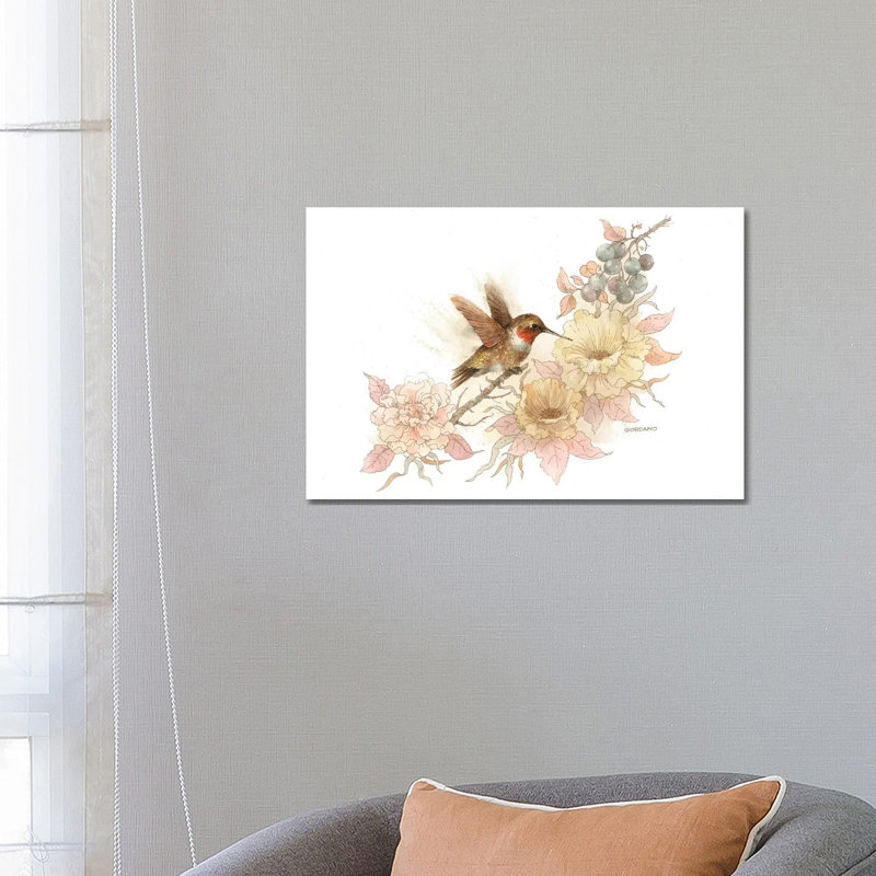 Colibri vignette - impression d'art graphique, Aucun mat, H 18 po x l 26 po x P 1,5 po, Toile tendue