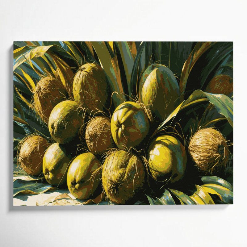 Hawaiian Coconuts Green, art mural sur toile, H 12 po x l 18 po