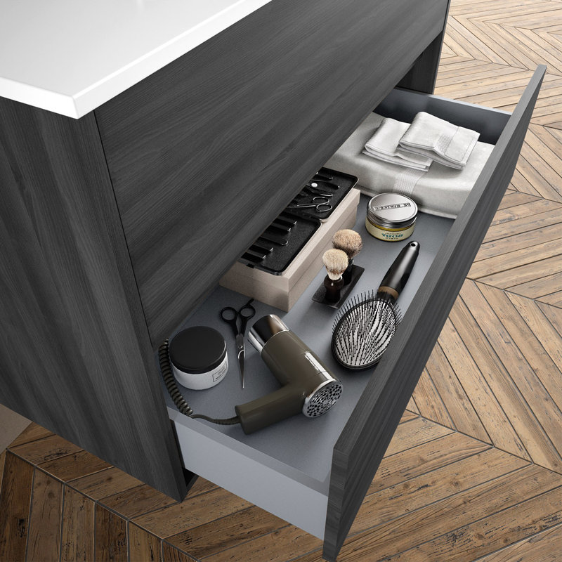 Alba 100cm 2 Drawer Basin Unit, Grey Oak