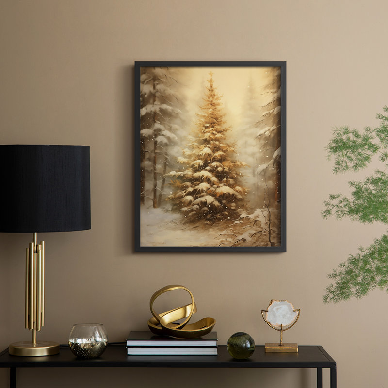 «Christmas Holiday Art», impression encadrée en bois massif, Noir, noir, noir, noir, H 21 po x l 17 po