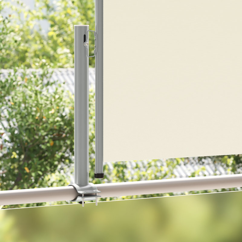 Auvent de patio rétractable en polyester, H 39,37 po x l 118,11 po, Crème, crème