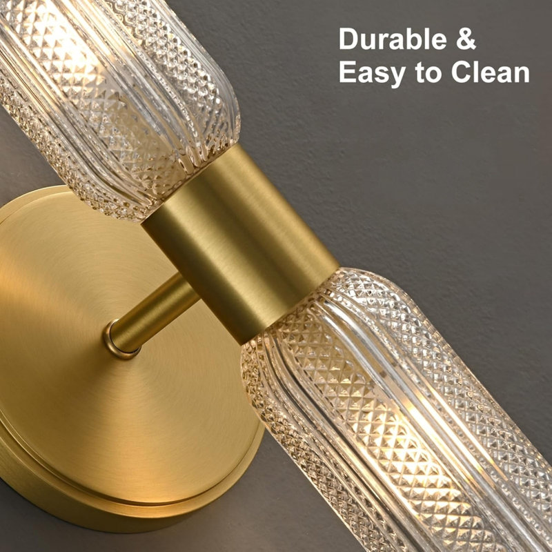 Diamond-patterned Glass Wall Sconce In Brass Finish
