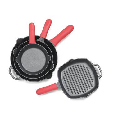 Silicone Hot Handle Holder for Cast Iron, 4 Pack Pot Handle Sleeve Non Slip  Rubber Cover Set for Skillet Frying Pan 