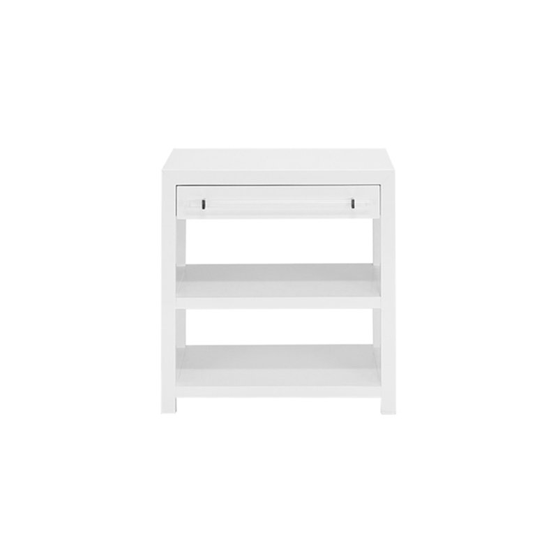 Table d'appoint Garbo avec quincaillerie en acrylique / nickel laqué blanc