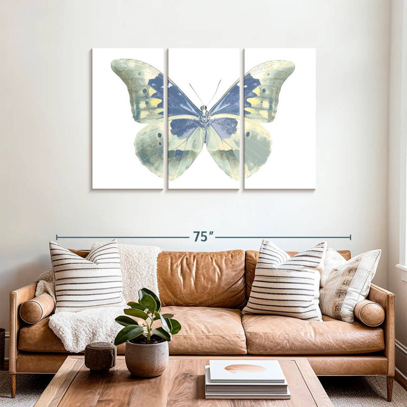 Brampt papillon en indigo, H 36 po x l 57 po