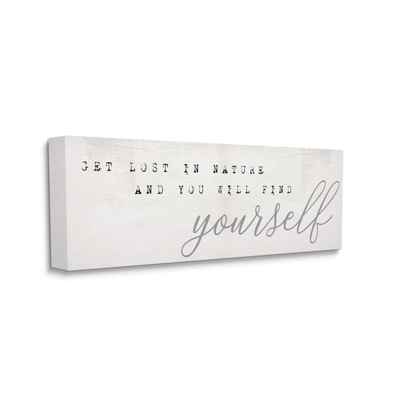 «Find Yourself In Nature», typographie de machine à écrire rétro, Toile tendue, H 17 po x l 40 po x P 1,5 po