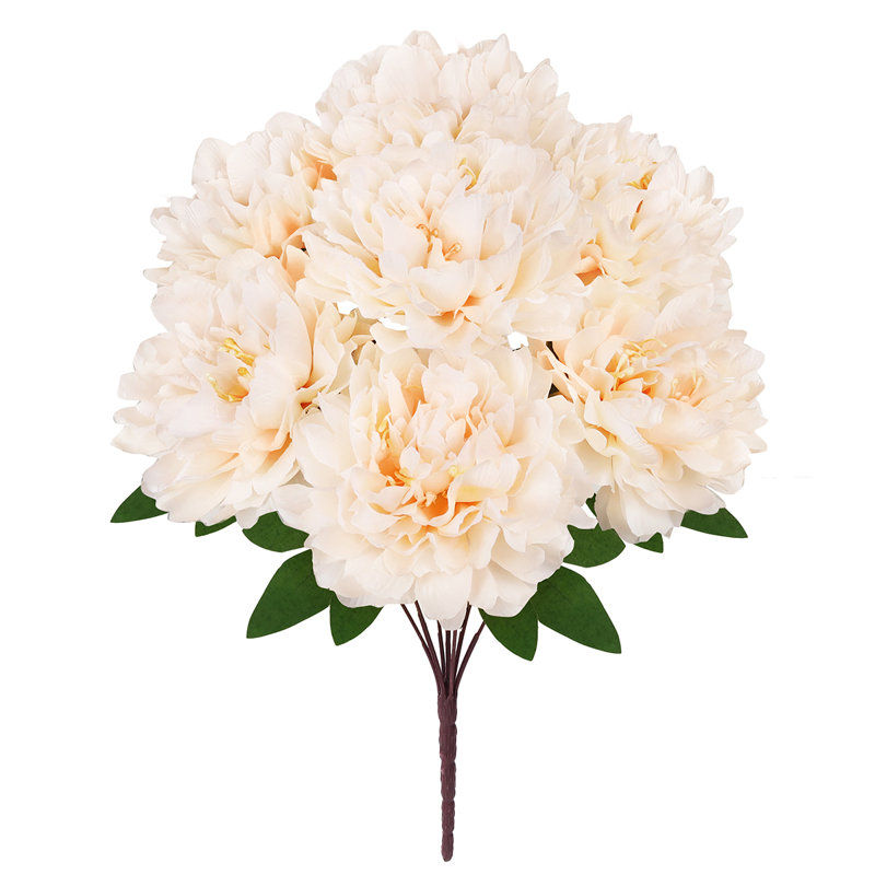 Artificial Hybrid Peony Flower Stem Bush Bouquet, Pêche