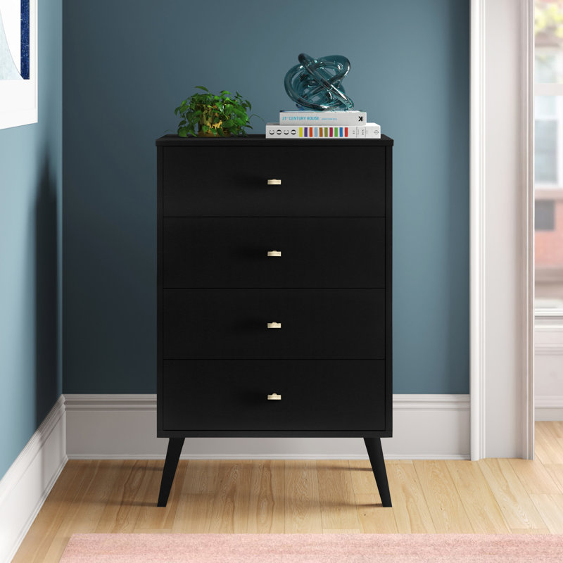 Breux 26.5'' W 4 - Drawer Dresser, Black