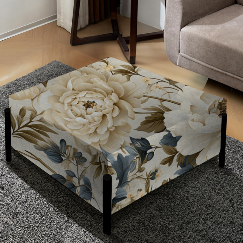 Vintage Flora I - Grand repose-pieds carré Plants