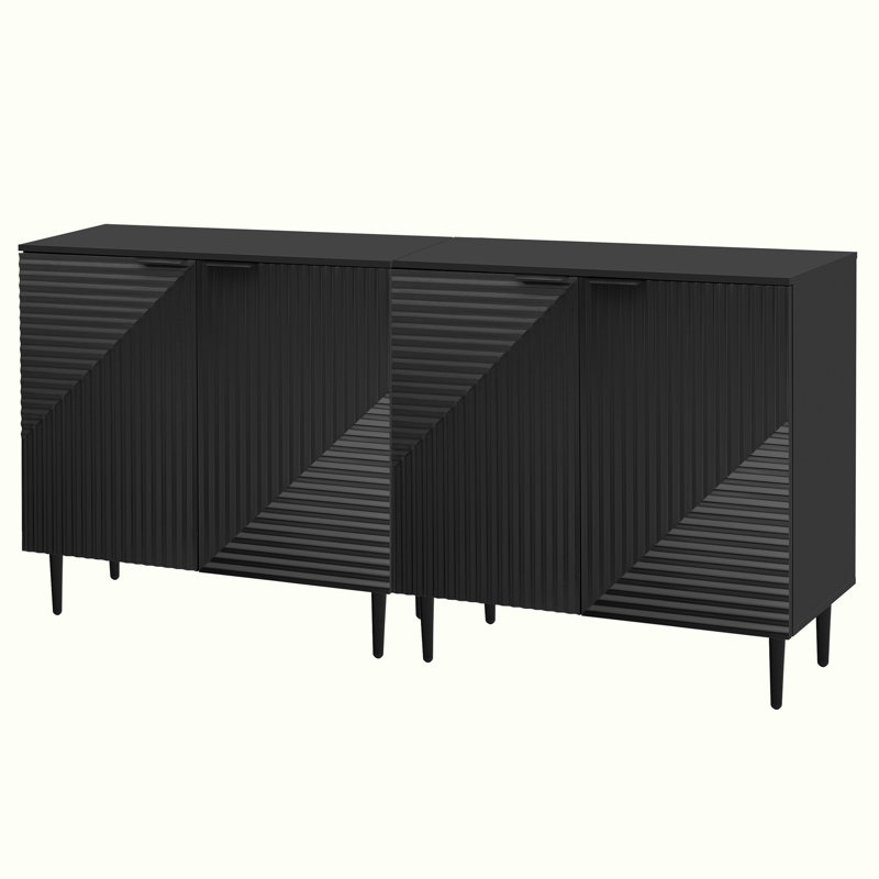 Console L 70 po avec tablettes réglables, Noir, noir, noir, noir