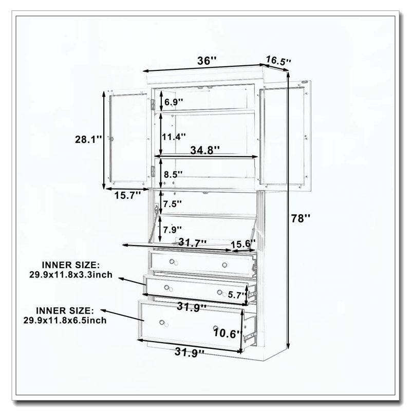 Armoire multifonctionnelle autoportante avec rangement pour garde-manger, Blanc