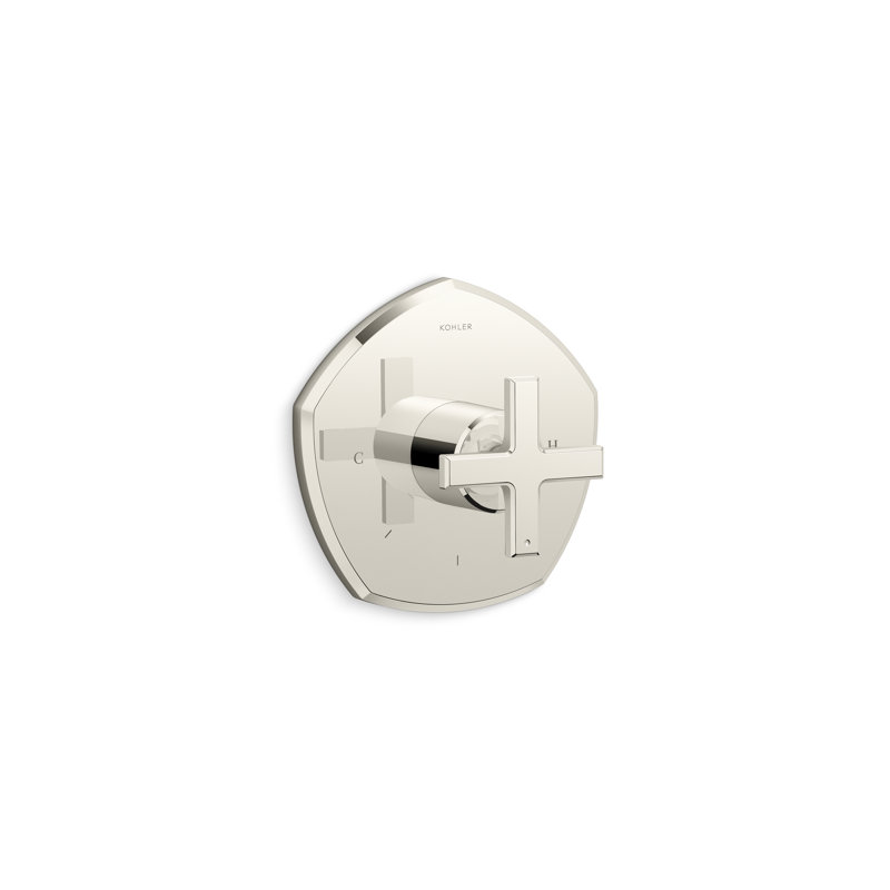 Occasion Thermostatic Valve Trim with Cross Handle, Polished Nickel