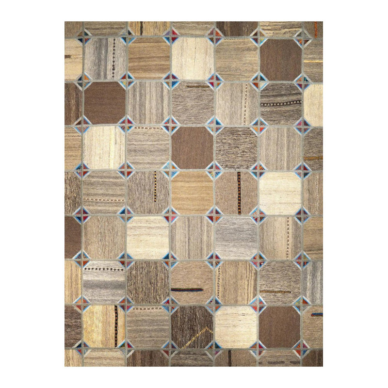 Tapis décoratif multicolore à motif tressé Northern Collection, Rectangle 4 pi 7 po x 6 pi 7 po 