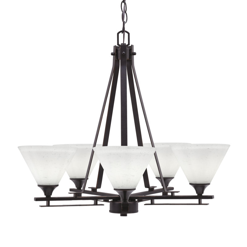 Lustre 5 lumières Uptowne illustré en finition granit foncé avec verre mousseline blanc 7 "