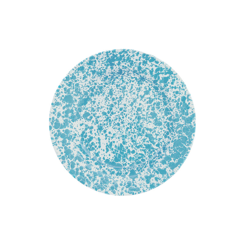 Crow Canyon Enamelware Splatter Dinner Plates, Turquoise