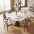 Round Dining Table Set With Lazy Susan, 59 Inch Sintered Stone Top