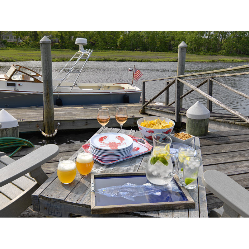 Forelli' Fish Serving Tray – Rustic Wood Ottoman & TV Dinner Tray