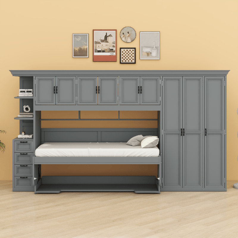 Lit escamotable avec garde-robe Murphy, Gris